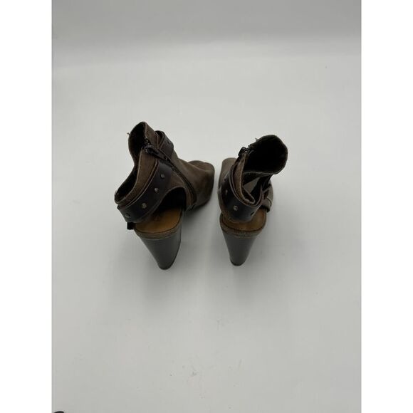 Francesca's Women's Size 7 Brown Suede Peep Toe Buckled Block Heels - Picture 2 of 6